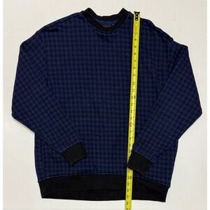 Adidas Ivy Park Beyoncé Houndstooth Crewneck Sweatshirt Blue Black Size S Heavy